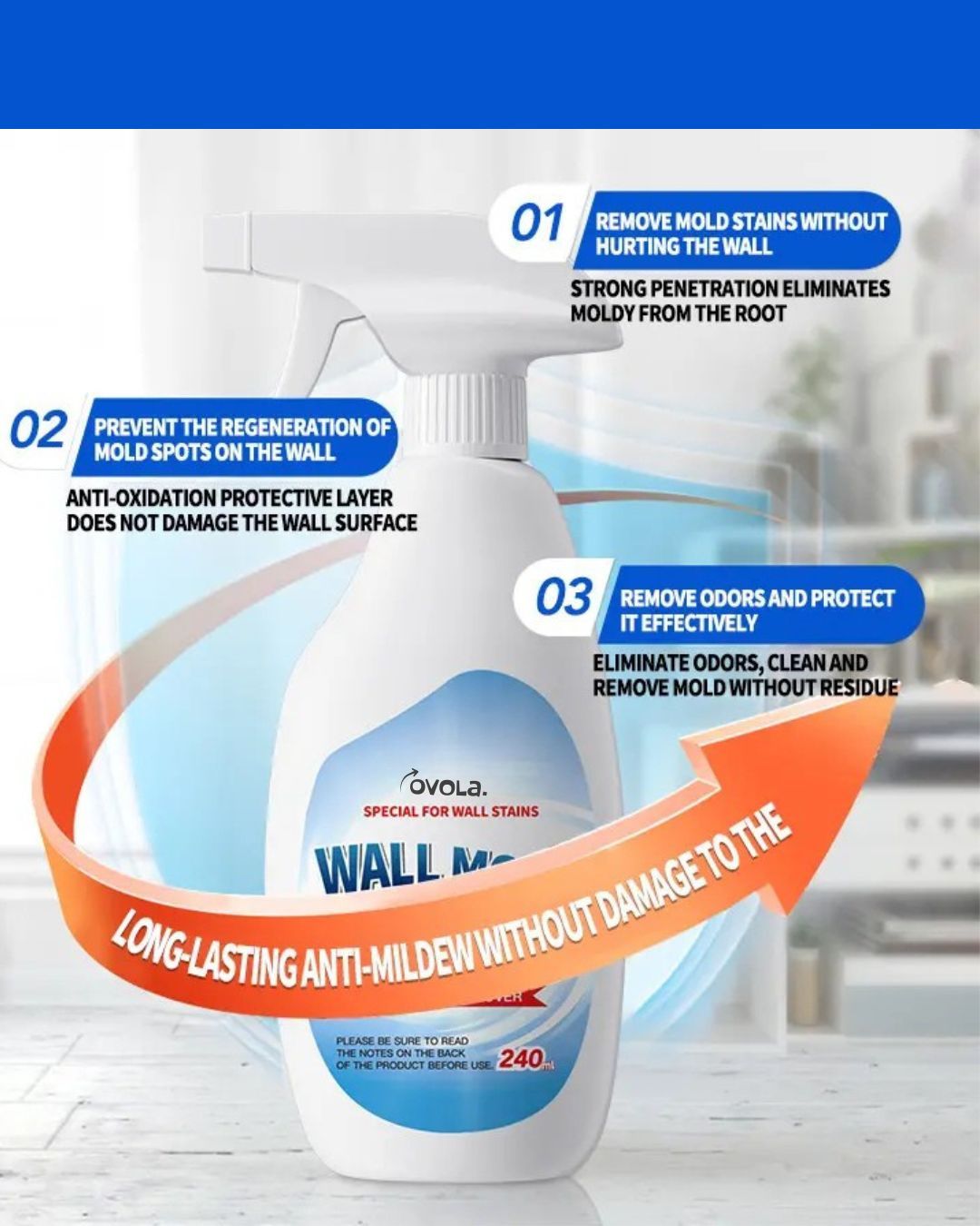 Ovola Highly Effective Mould Removal Spray - Prevents Mould Regrowth